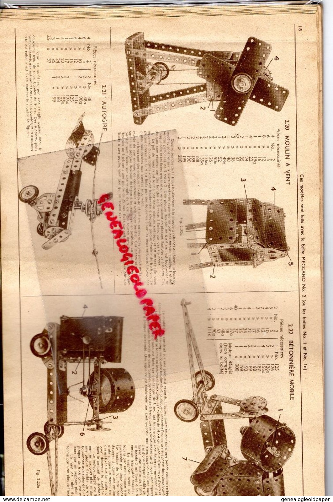 MECCANO - CATALOGUE N° 3- USINES A BOBIGNY- 1949-GRUE LOCOMOTIVE-AVION HYDRAVION-CAMION-TRACTEUR-SULKY-MANEGE-TANK - Meccano