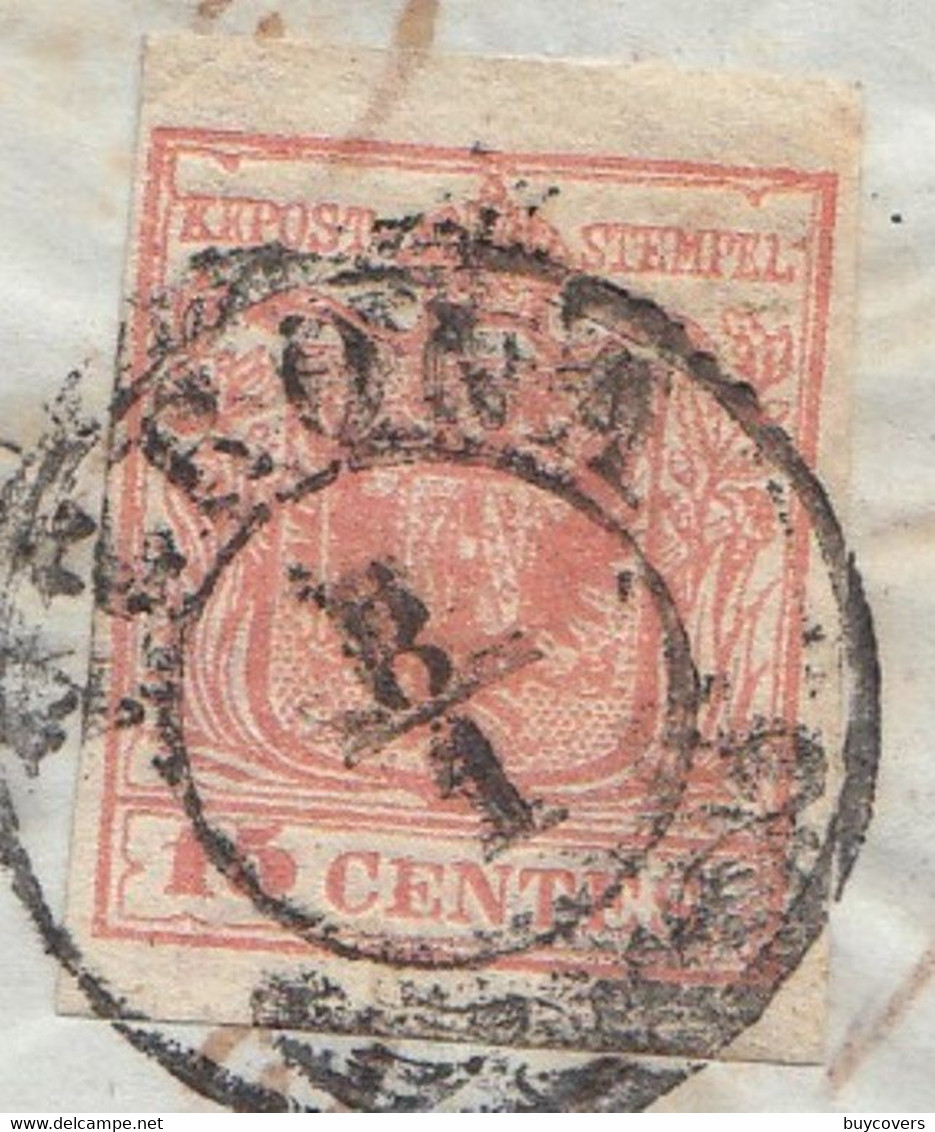 LV208-  Lettera Dell' 8 Gennaio 1857  Con Cent. 15 Rosso Vermiglio Da VERONA A Trento - - Lombardo-Vénétie