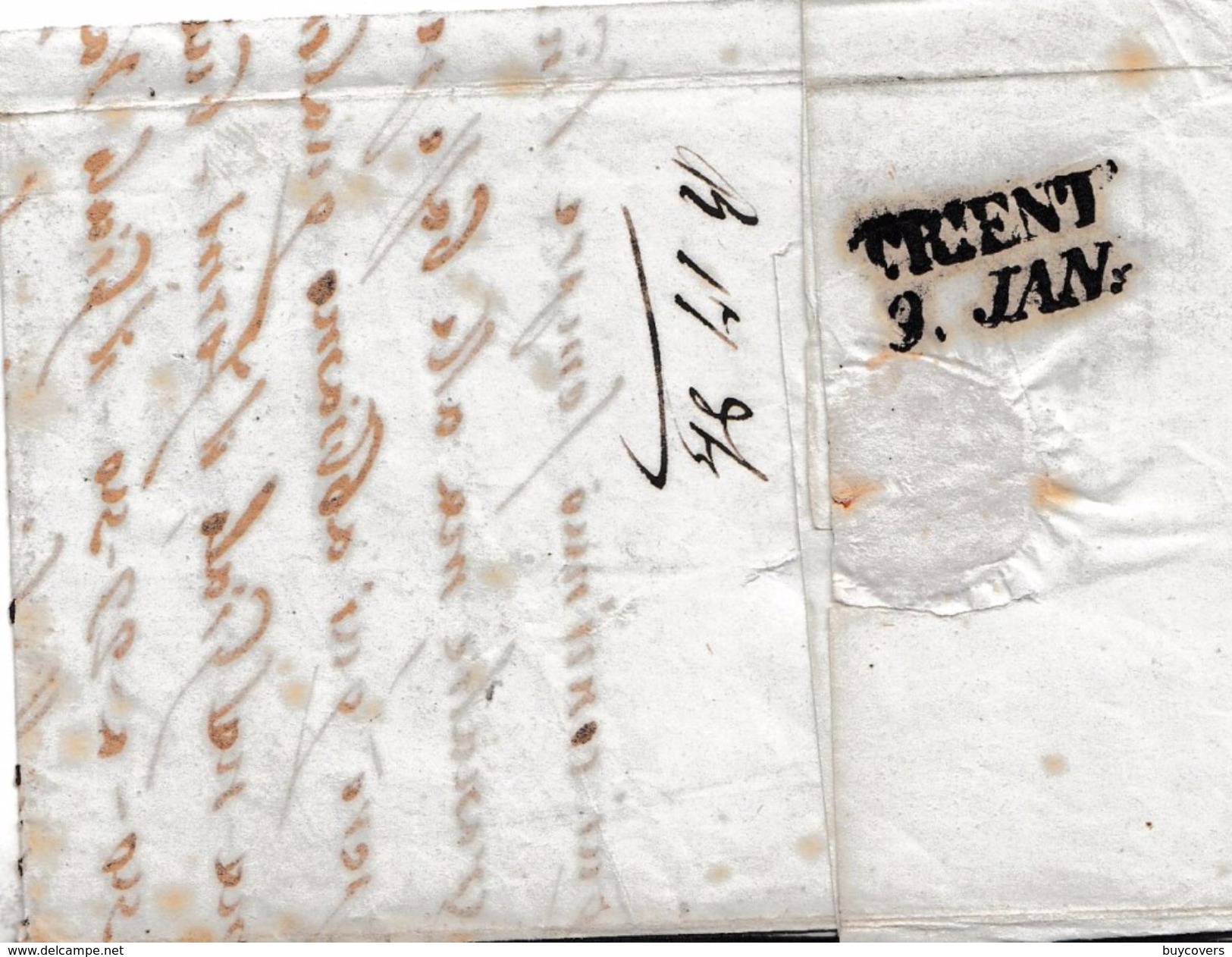 LV208-  Lettera Dell' 8 Gennaio 1857  Con Cent. 15 Rosso Vermiglio Da VERONA A Trento - - Lombardo-Vénétie