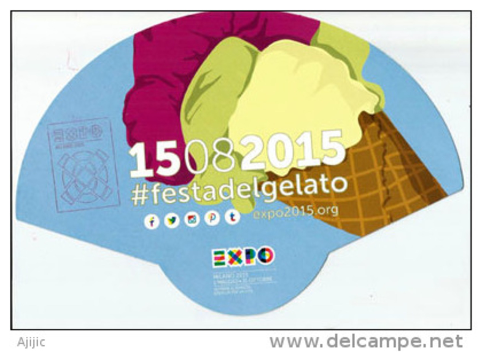 ICE CREAM FESTIVAL/FESTA DEL GELATO, éventail Distribué à L´EXPO MILANO 2015 Pendant Canicule D´Août - Italia