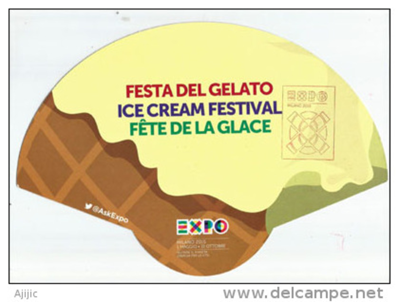 ICE CREAM FESTIVAL/FESTA DEL GELATO, éventail Distribué à L´EXPO MILANO 2015 Pendant Canicule D´Août - Italia