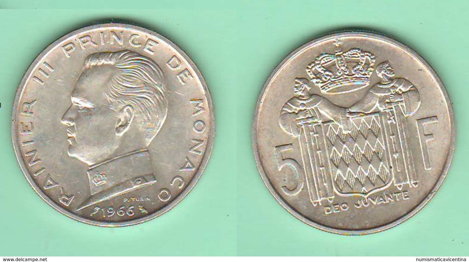 Monaco Principato  5 Francs 1966 Ranieri III Silver Coin - 1960-2001 Franchi Nuovi