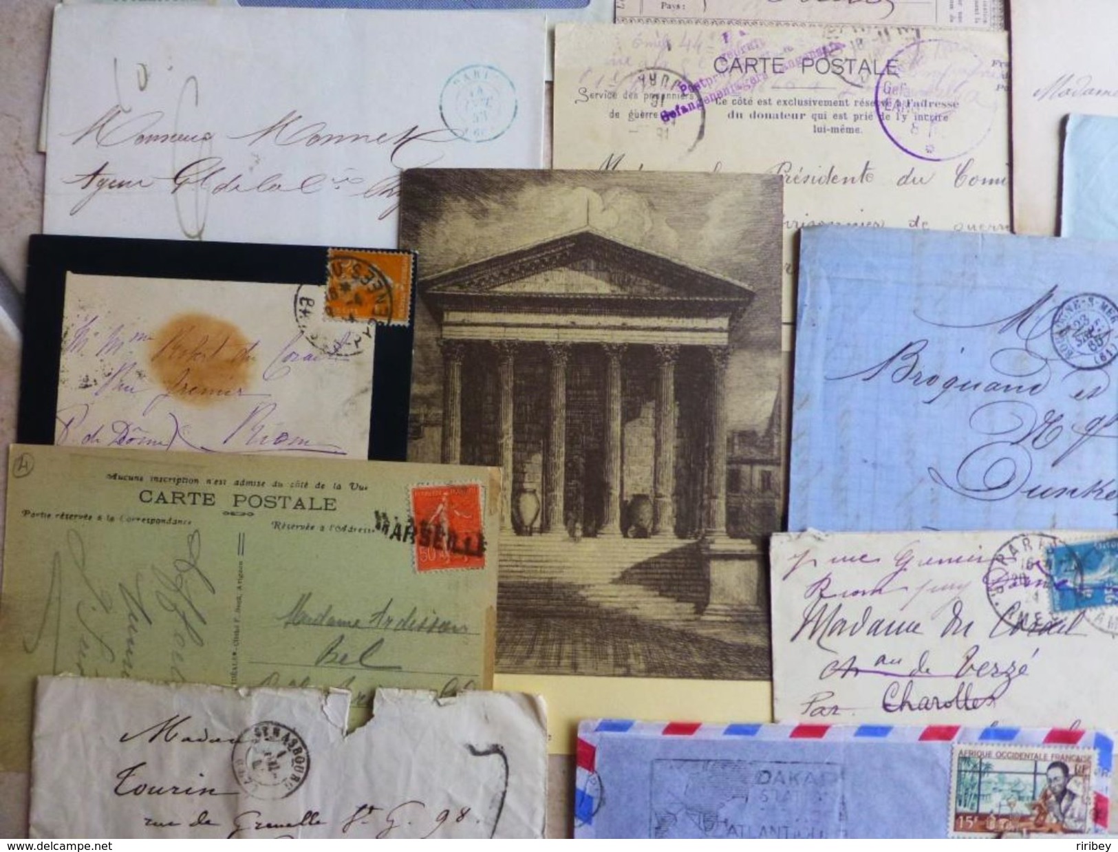 ### LOT LETTRES, MARQUES POSTALES et DOCUMENTS ###   XVIII -> XX ème - 14 scans