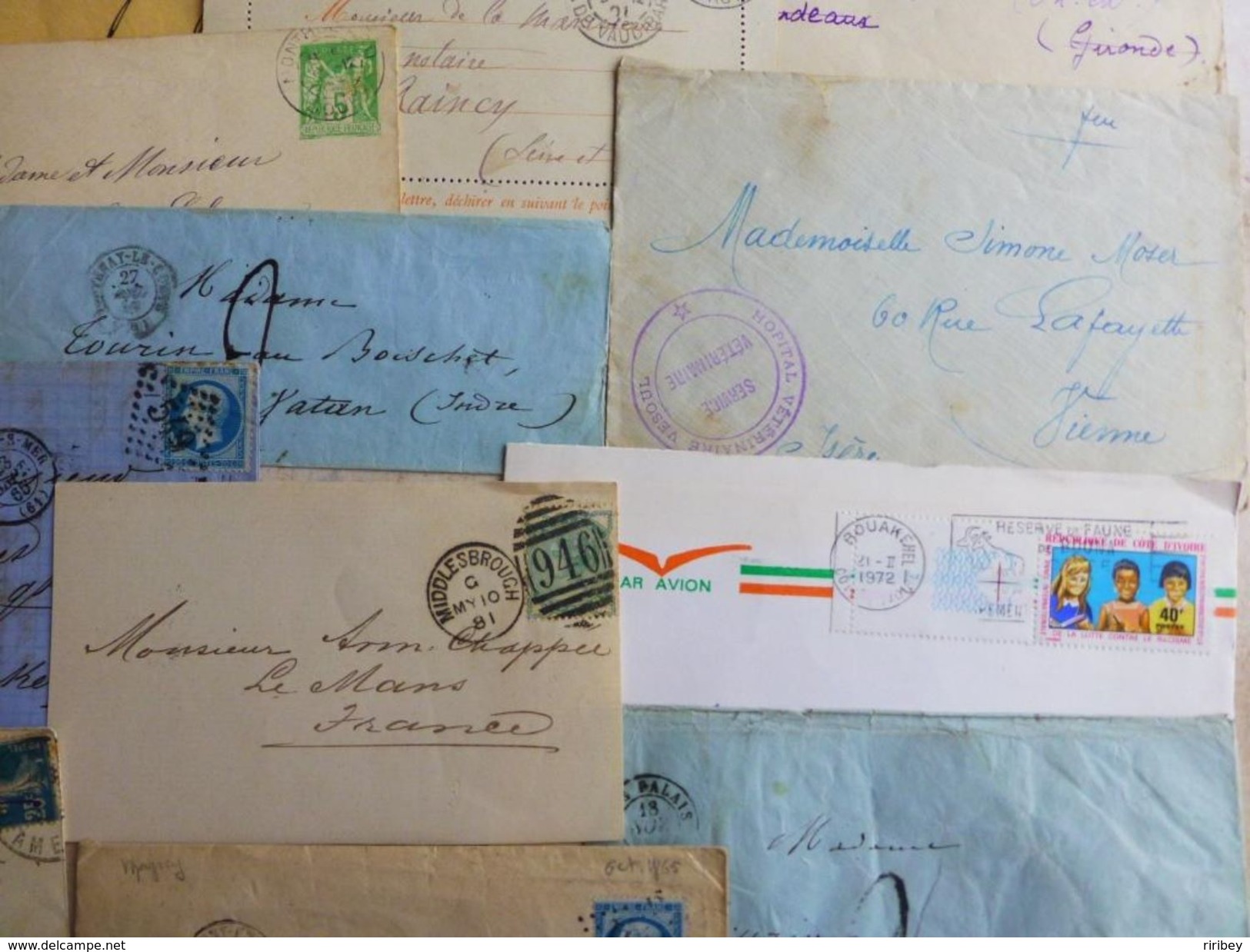 ### LOT LETTRES, MARQUES POSTALES et DOCUMENTS ###   XVIII -> XX ème - 14 scans