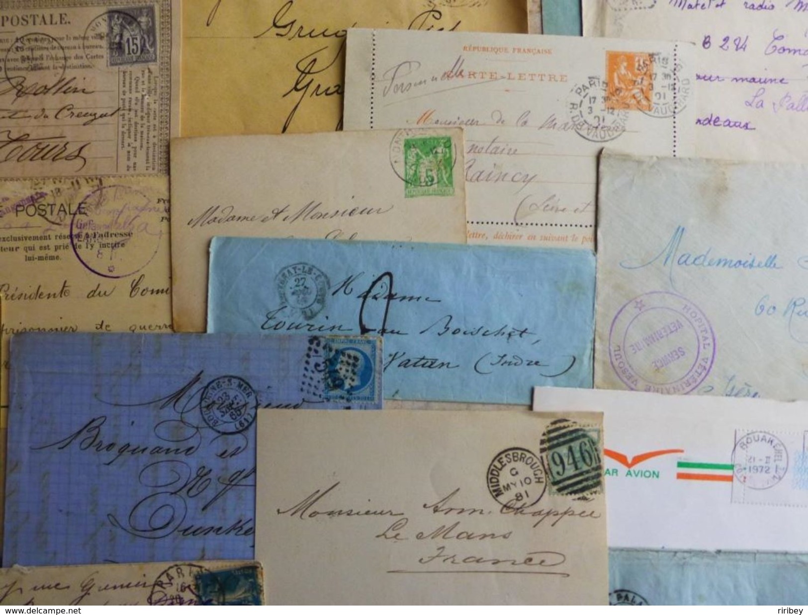 ### LOT LETTRES, MARQUES POSTALES et DOCUMENTS ###   XVIII -> XX ème - 14 scans