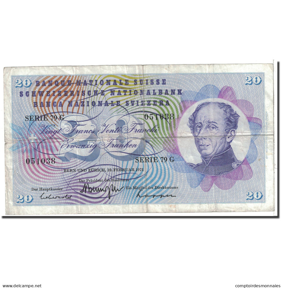 Billet, Suisse, 20 Franken, 1971, 1971-02-10, KM:46s, TB+ - Schweiz