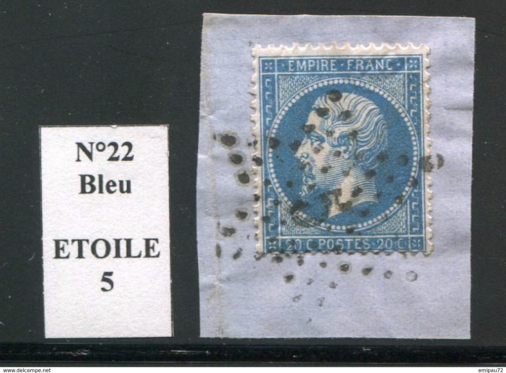 FRANCE- Y&T N°22- Etoile 5 Sur Fragment - 1862 Napoléon III