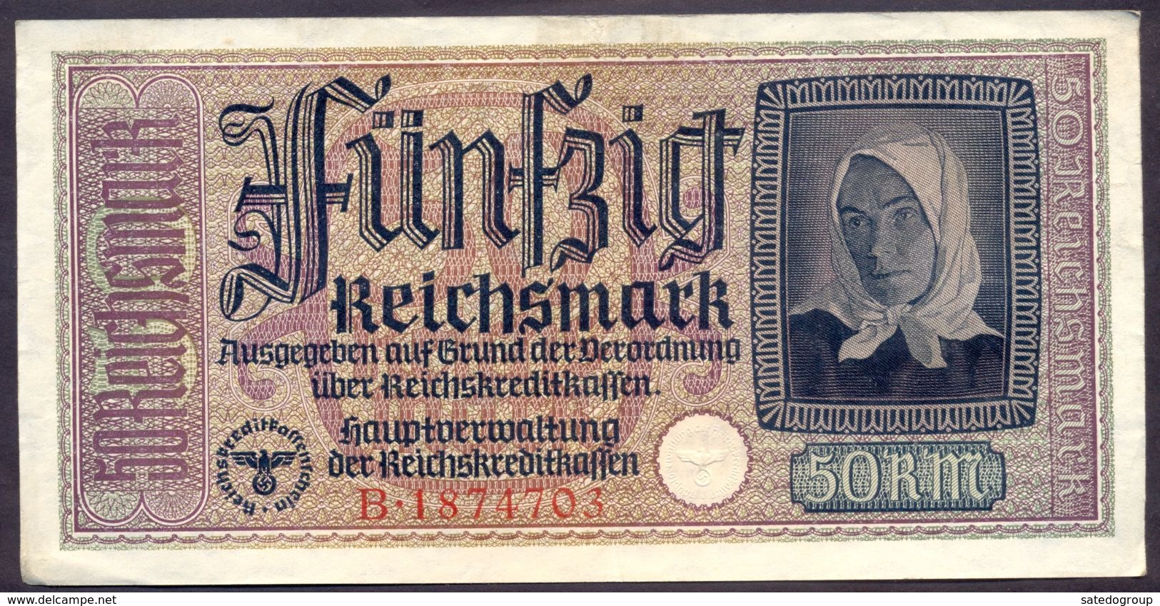 Germany 50 Reichsmark WWII Occupied Territories ND (1940-1945) XF P- R140 - 50 Reichsmark
