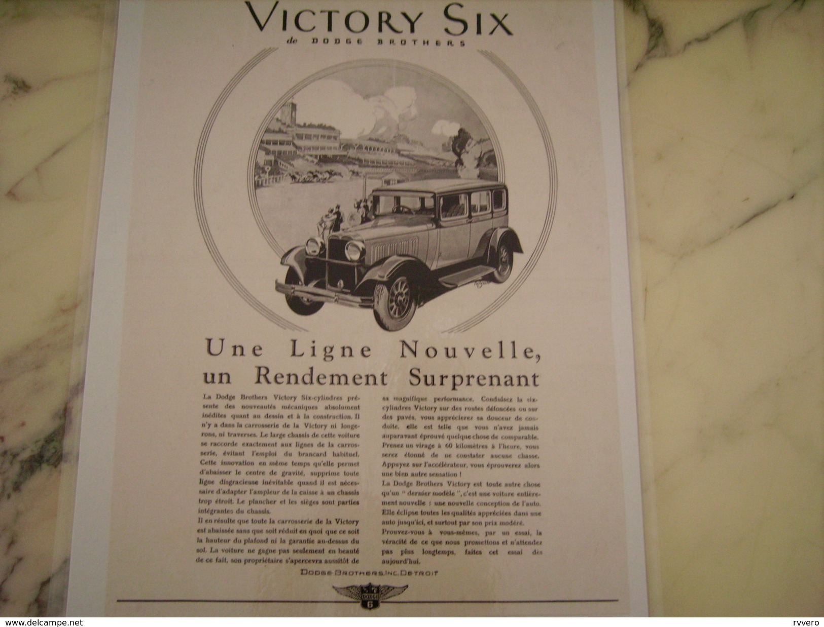 ANCIENNE PUBLICITE VOITURE VICTORY SIX DE DODGE BROTHERS 1928 - Cars