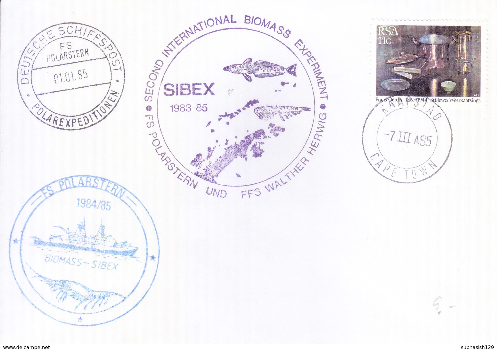 SOUTH AFRICA ANTARCTIC EXPEDITION COVER, 1985 - SPECIAL CANCELLATIONS, VIA GERMAN ANTARCTIC POST OFFICE - Covers & Documents