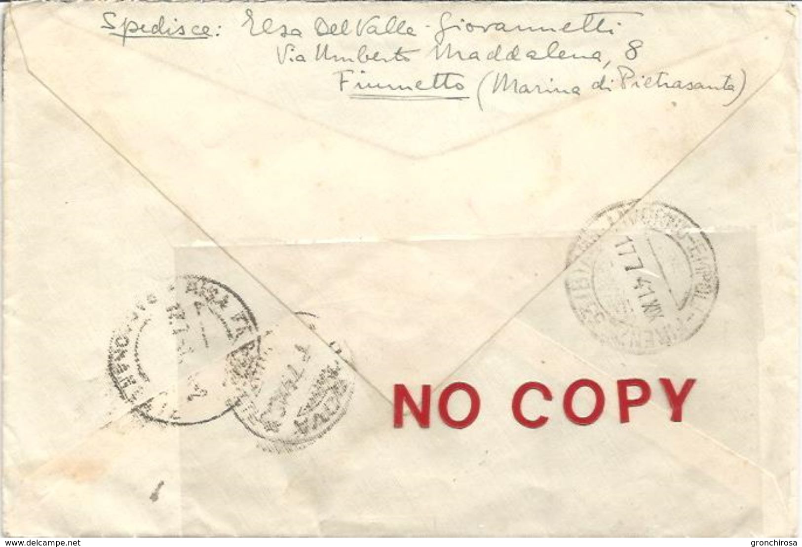 Forte Dei Marmi, Raccomandata, Lunette 16.7.1941 Su Sassone 248 X 2 + 253 + 455,  Per Padova. - Poststempel