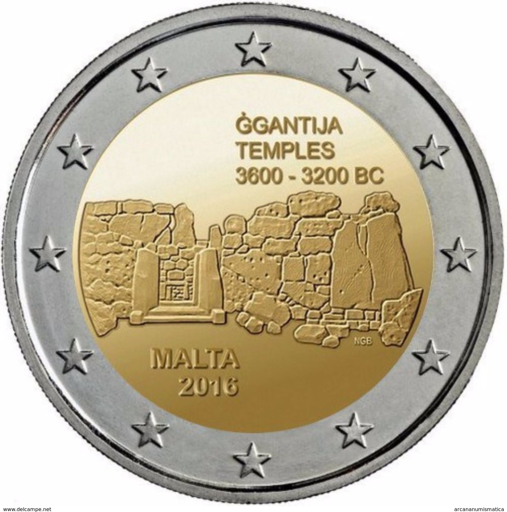 MALTA 2&euro; 2.016 Bimetalica "Templos De Ggantija" SC/UNC  T-DL-12.130 - Malta
