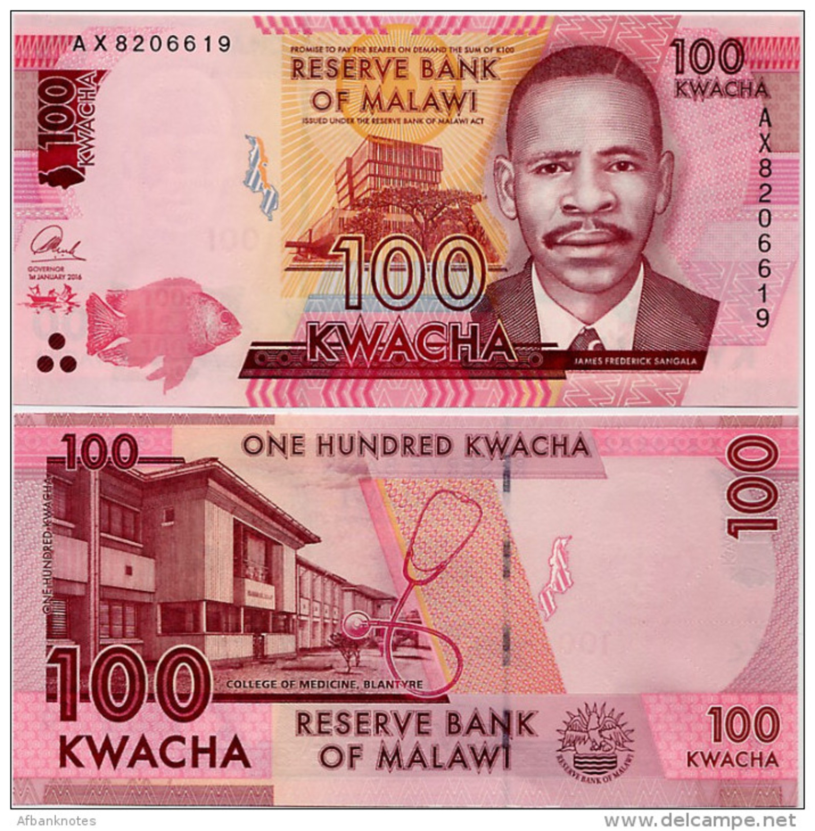 MALAWI       100 Kwacha       P-65[b]      1.1.2016       UNC  [ Sign. Chuka ] - Malawi