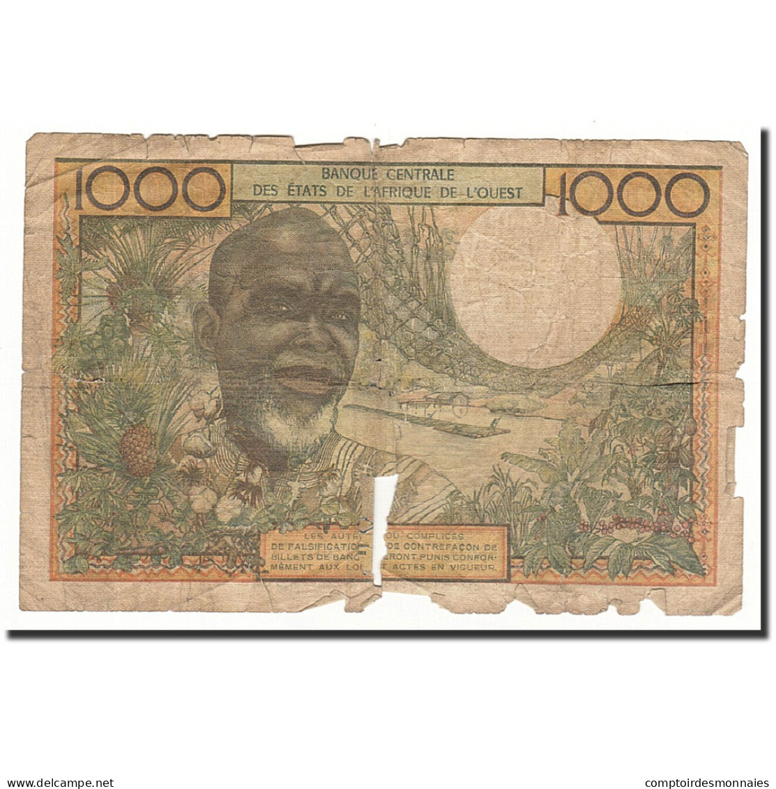Billet, West African States, 1000 Francs, Undated (1959-65), KM:703Kg, AB - West African States