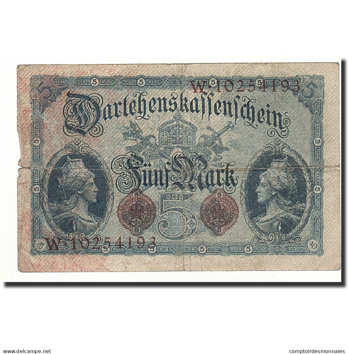 Billet, Allemagne, 5 Mark, 1914-08-05, KM:47c, B+ - 5 Mark