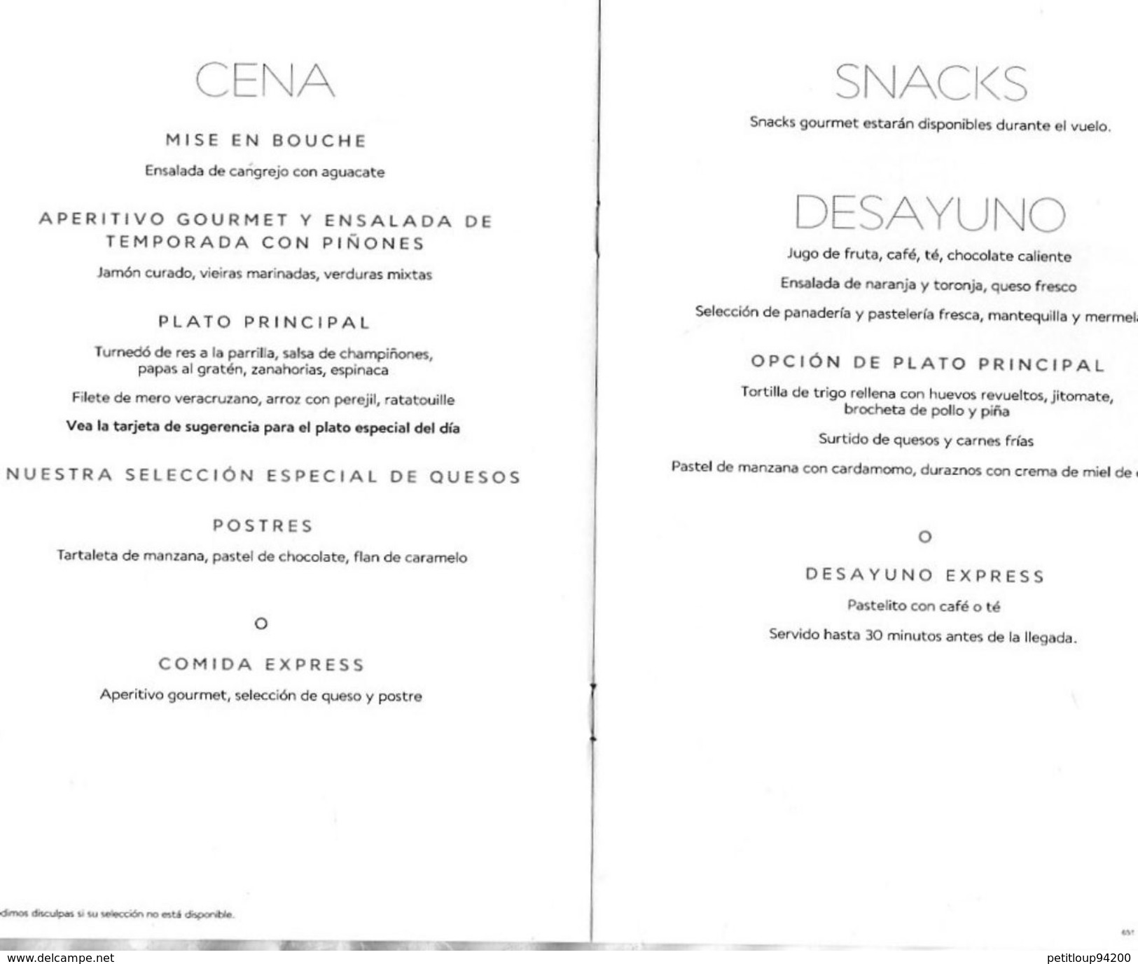 MENU  AIR FRANCE Business