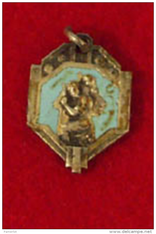 Religion Medaille  Auto Decapotable, St-Christophe Regarde St-Christophe Puis Vas-t-en Rassuré, 2 X 1.4cm , 2 Gr - Religion & Esotericism