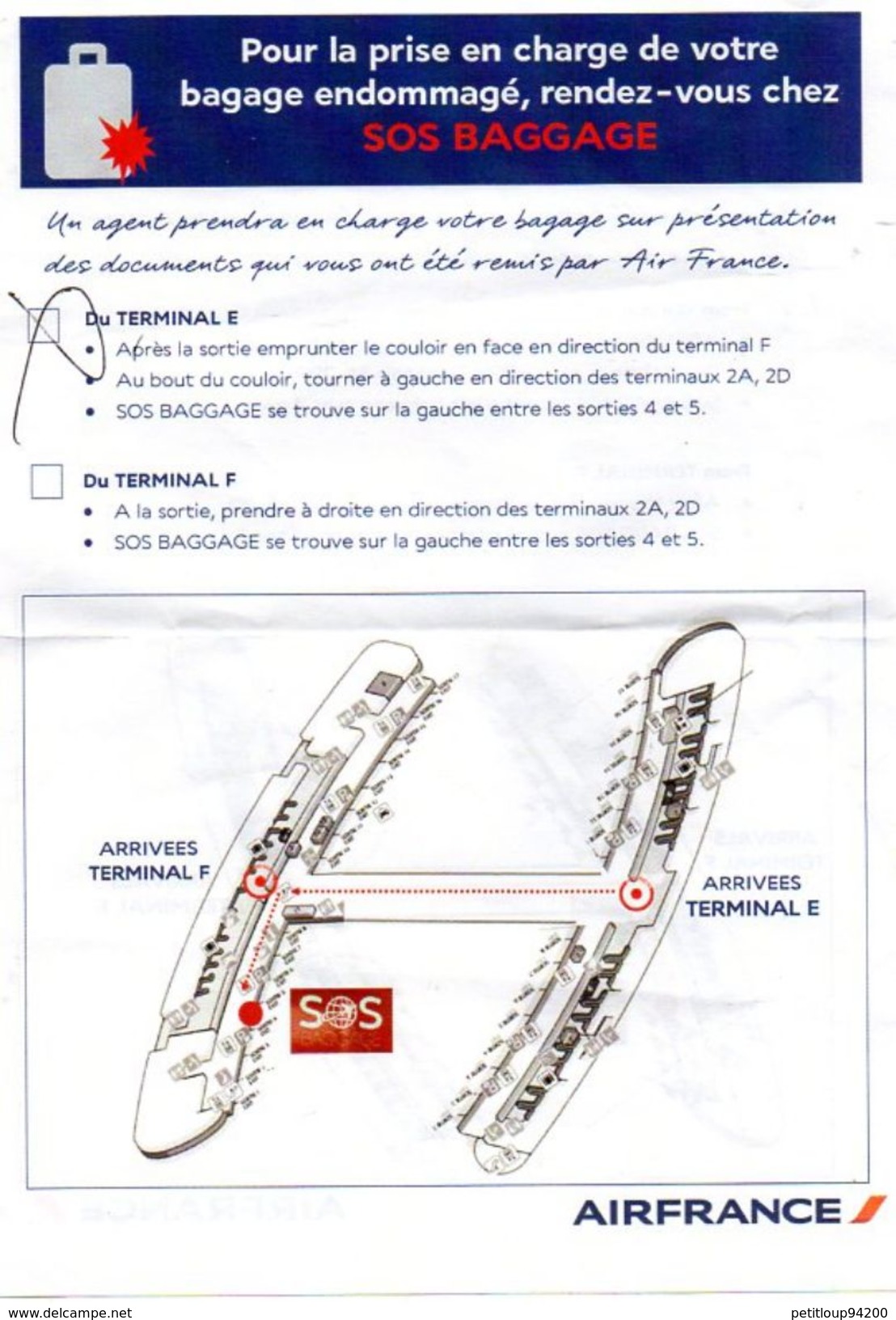 AIR FRANCE  SOS Bagages - Other & Unclassified