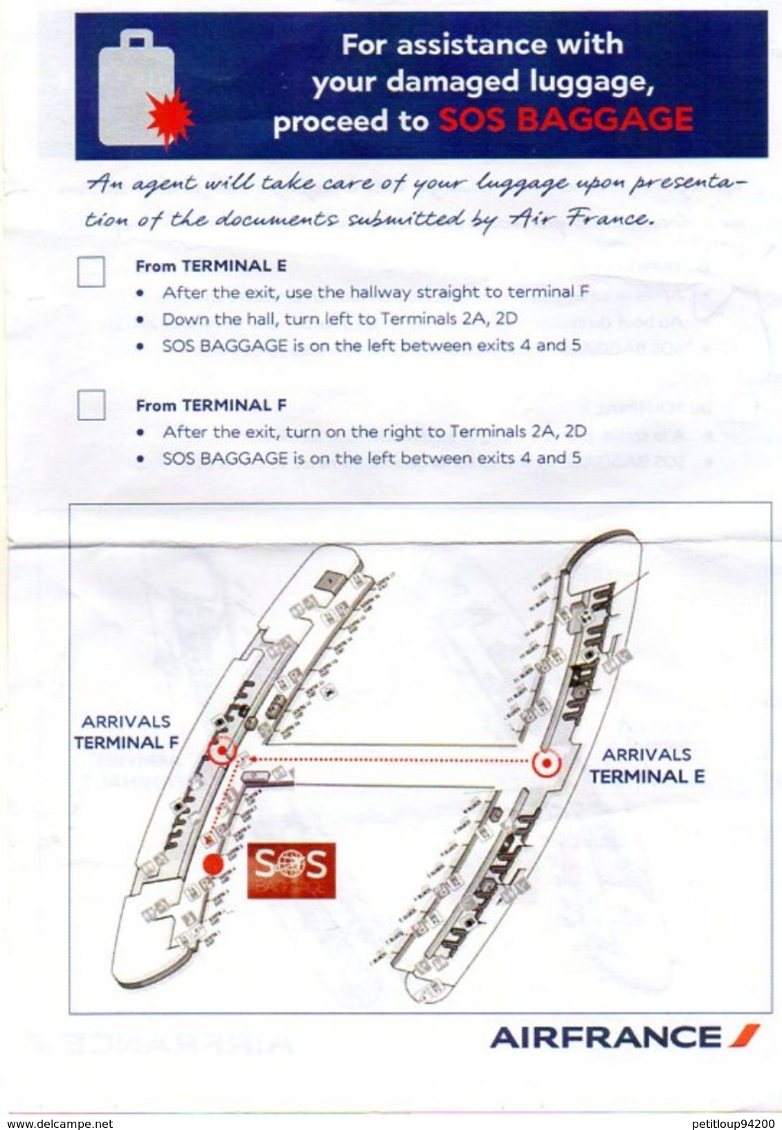 AIR FRANCE  SOS Bagages - Other & Unclassified