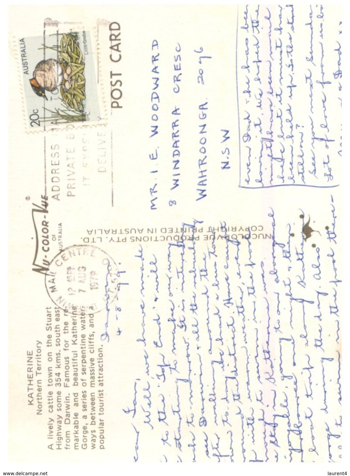 (516)  Australia - NT - Katherine (with Stamp At Back Of Card) - Katherine