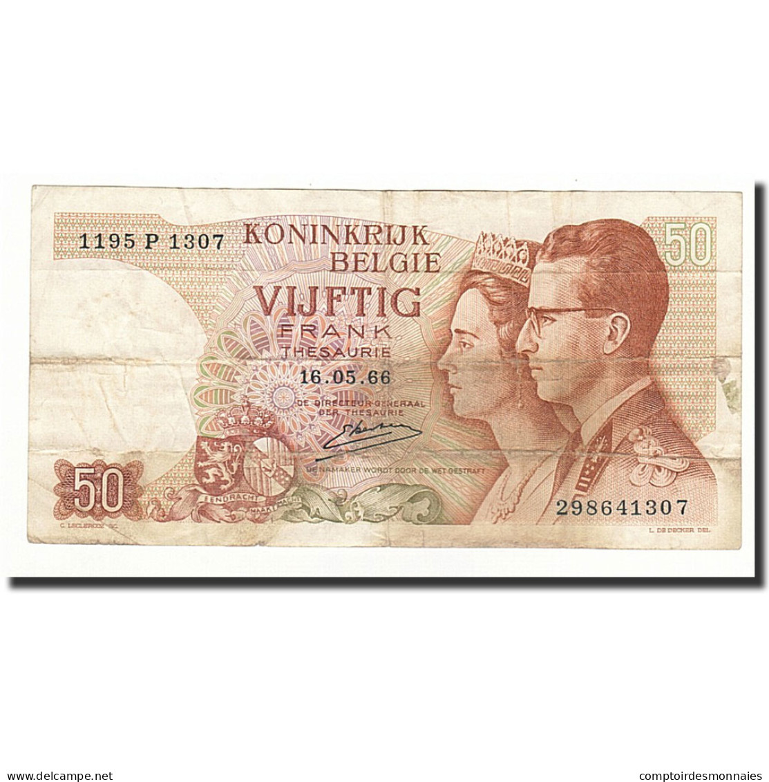 Billet, Belgique, 50 Francs, 1966-05-16, KM:139, TB - 50 Francs