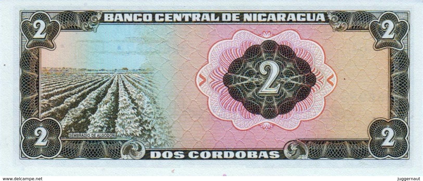 NICARAGUA 2 CORDOBAS BANKNOTE 1972 PICK NO.121 UNCIRCULATED UNC - Nicaragua