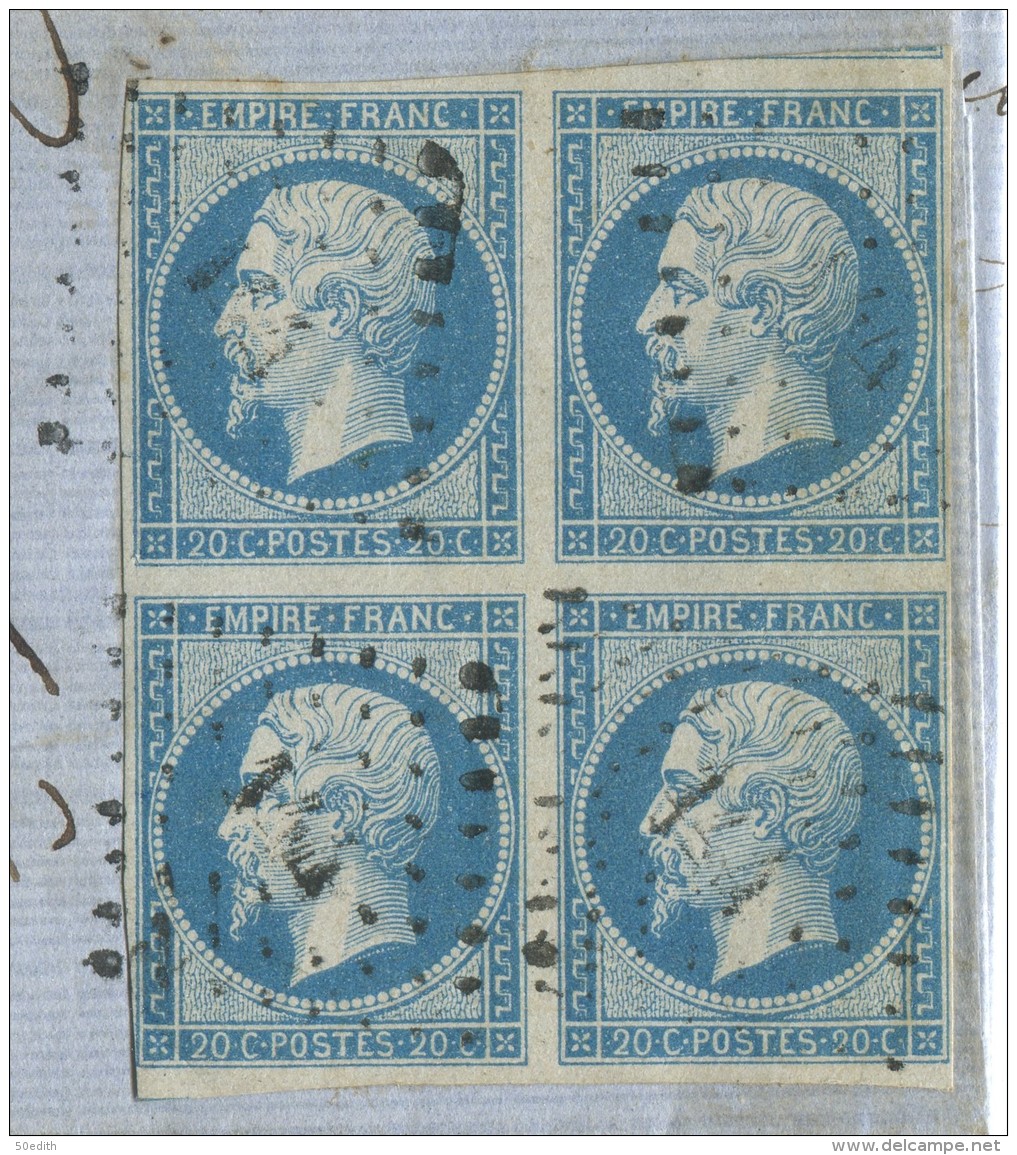 N° 14  Type II Bloc De 4 + Pc 144 / Lettre De Arudy (basses Pyrénées, Pyrénées Atlantiques)  Pour Oloron Ste Marie - 1853-1860 Napoleon III