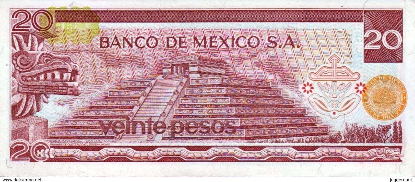 MEXICO 20 PESOS BANKNOTE 1976 PICK NO.64 UNCIRCULATED UNC - México