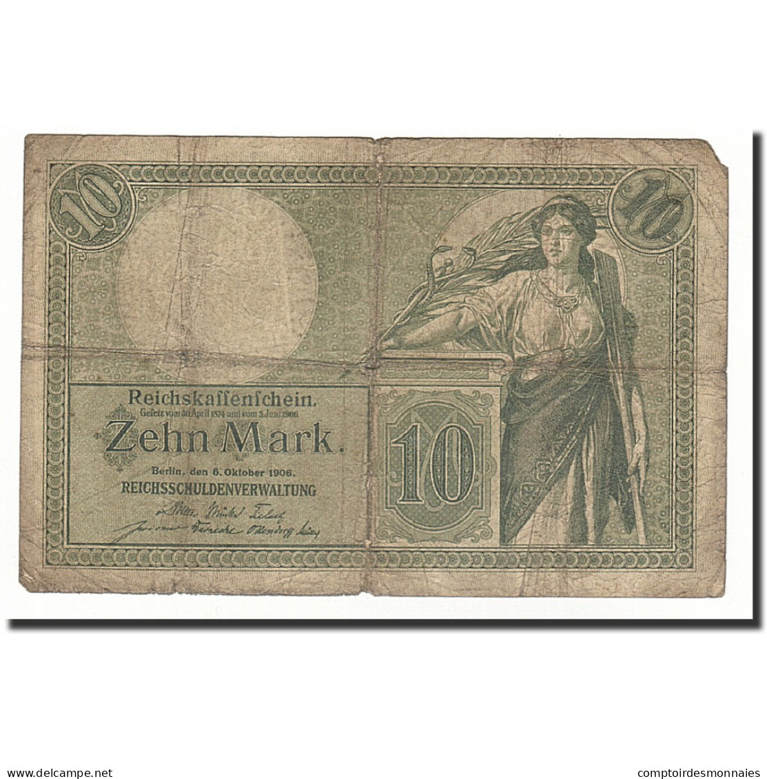 Billet, Allemagne, 10 Mark, 1906-10-06, KM:9a, B - 10 Mark