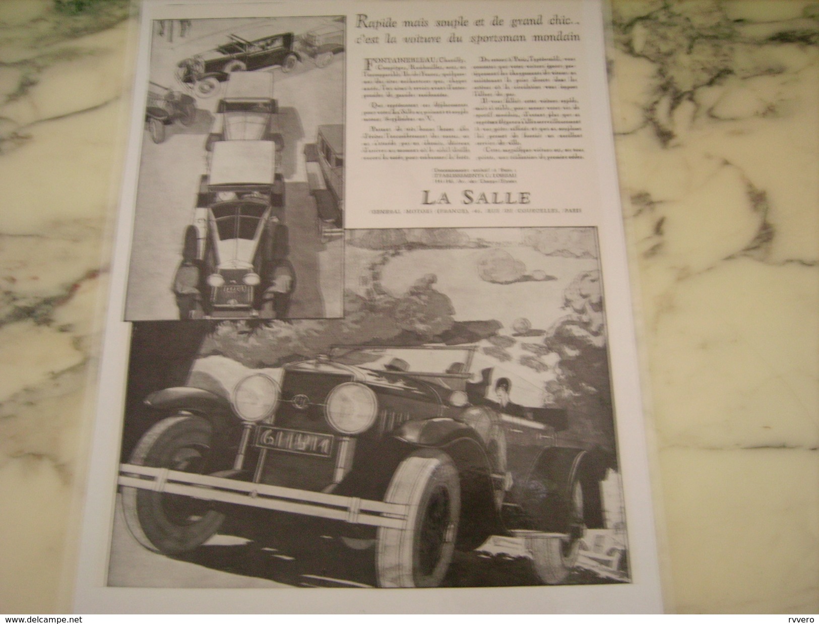 ANCIENNE  PUBLICITE VOITURES LA SALLE CHIC SOUPLE   1928 - Cars