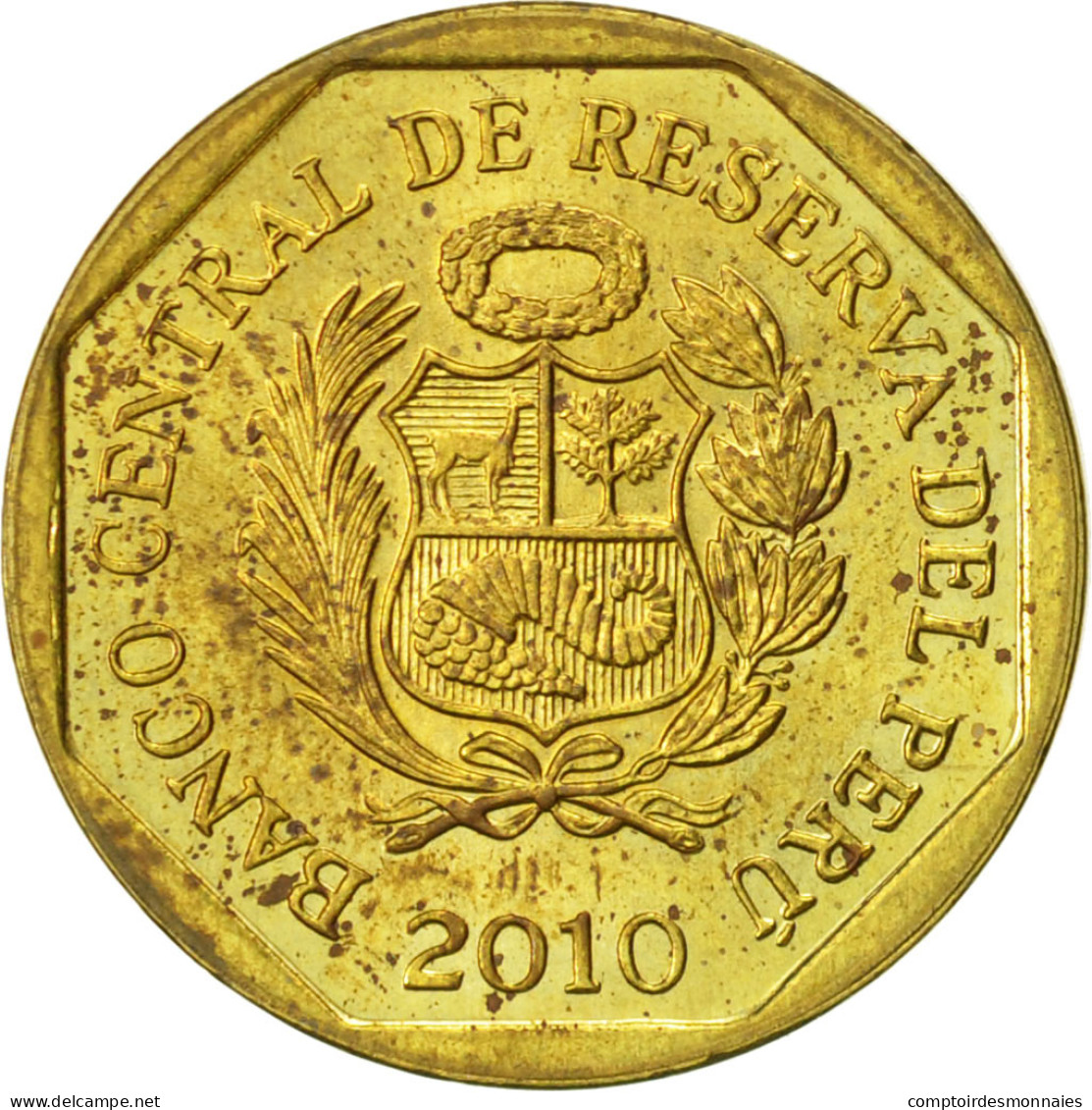 Monnaie, Pérou, 10 Centimos, 2010, Lima, TTB, Laiton, KM:305.4 - Peru