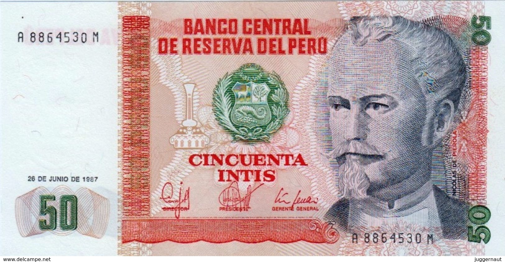 PERU 10 SOLES De ORO BANKNOTE 1987 PICK NO.100 UNCIRCULATED UNC - Pérou