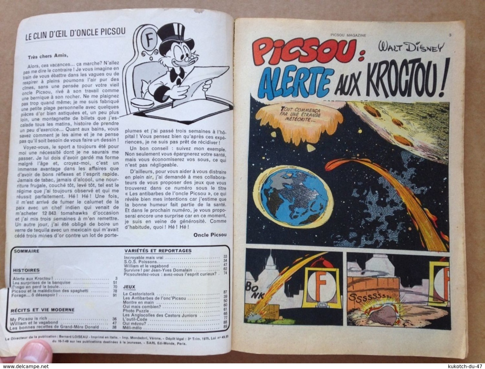 Disney - Picsou Magazine - Année 1975 - N°42 (avec Grand Défaut D'usure) - Picsou Magazine