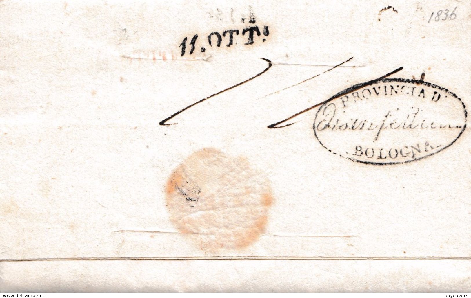 LV210  - Prefilatelica - 6 Ottobre 1836 -Lettera Franca Con Testo Da Milano A Forlì - DISINFETTATA -. - 1. ...-1850 Prefilatelia