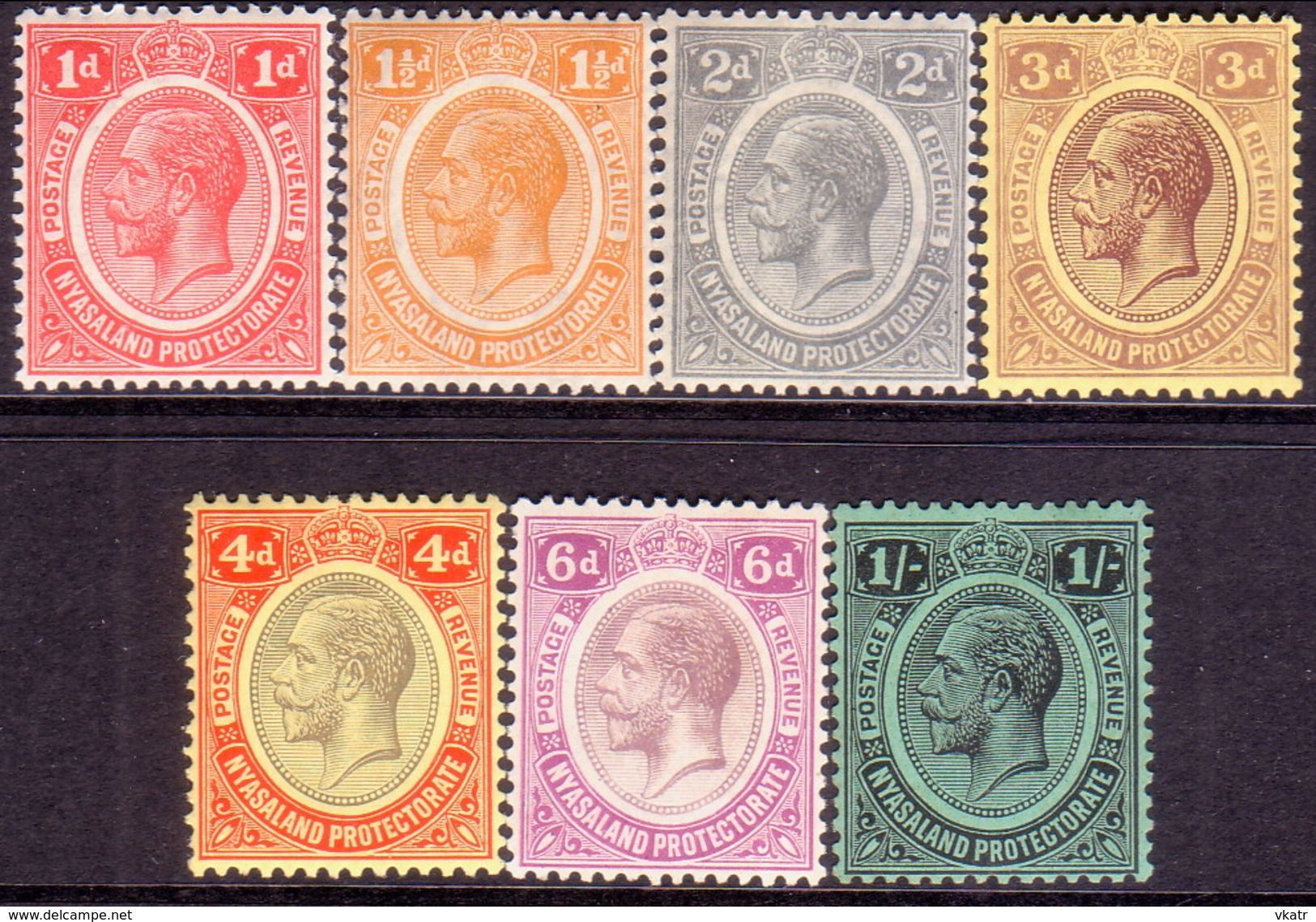 NYASALAND PROTECTORATE 1921-30 SG #101-108 Part Set 8 Stamps Of 13 MH Wmk Mult. Script CA CV £56.25 - Nyasaland (1907-1953)