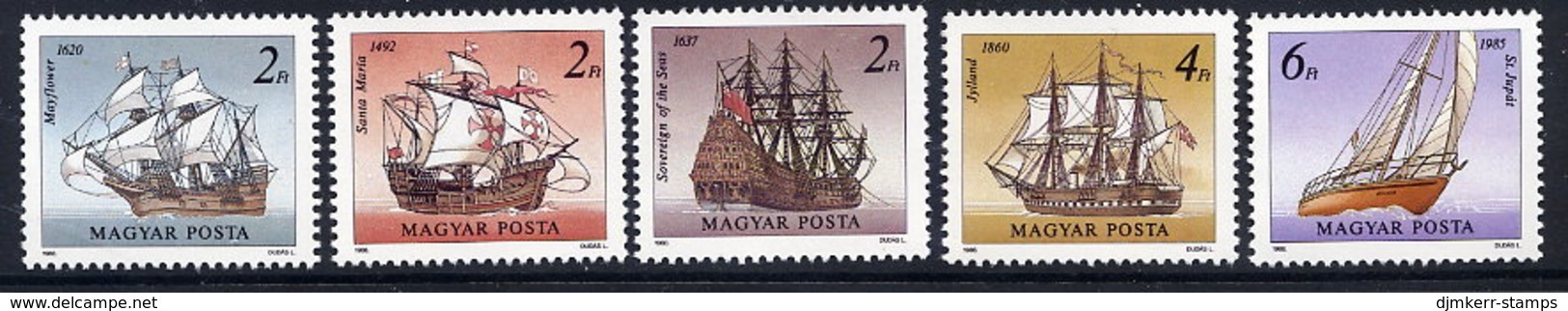 HUNGARY 1988 Sailing Ships MNH / **.  Michel 3966-70 - Ungebraucht