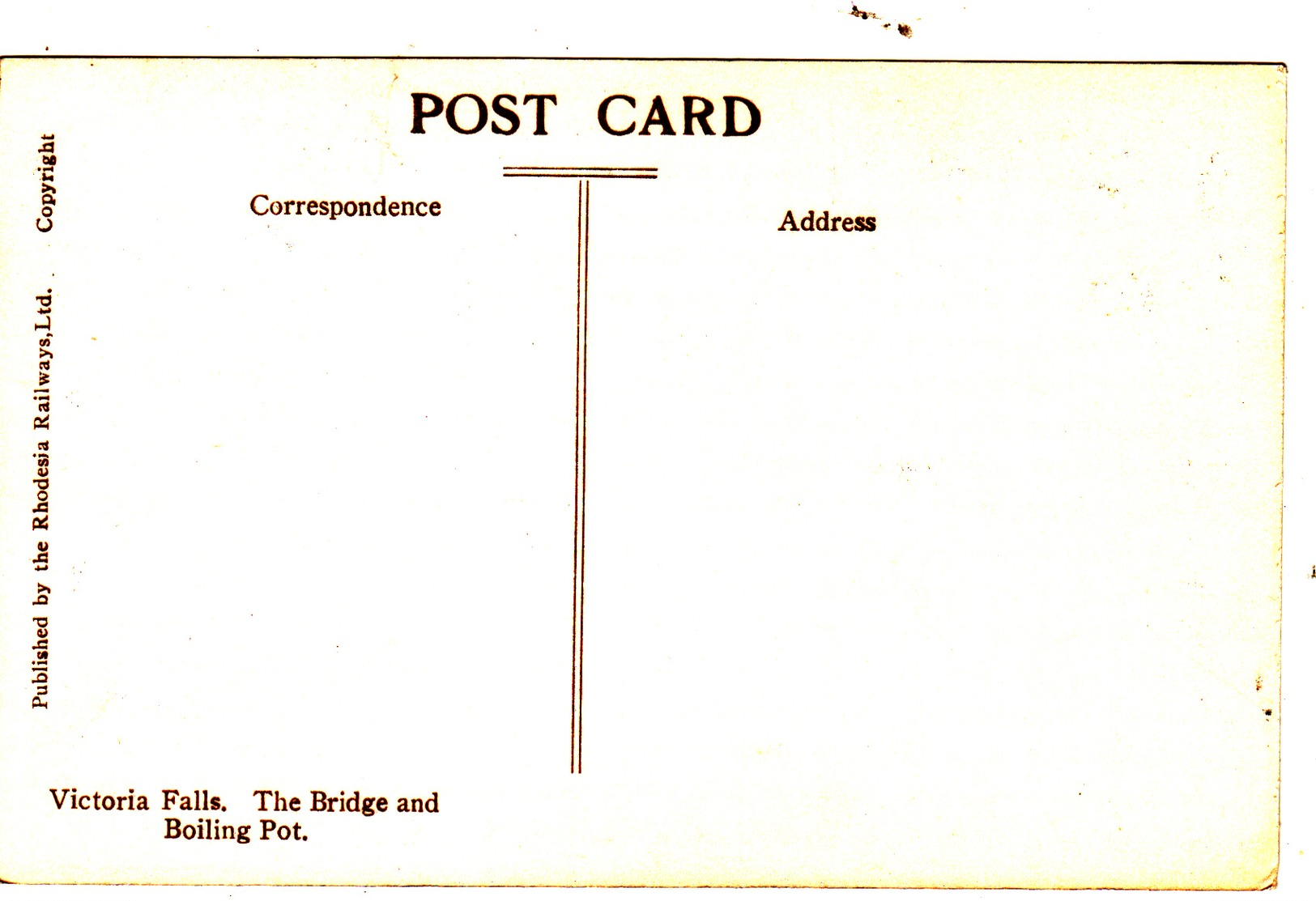 Old Postcard Of Bridge And Boiling Pot,Victoria Falls, Matabeleland North, Zimbabwe ,Y44. - Zimbabwe