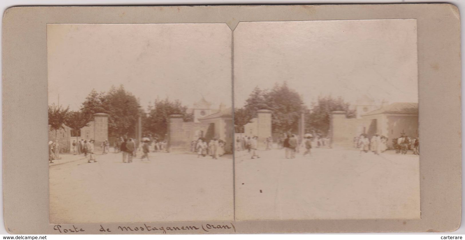 Photo,afrique,stéréoscopi Que,algérie,porte MOSTAGANEM,ville Préférée Du Général De Gaulle,collection Jb PRION,rare - Stereoscoop