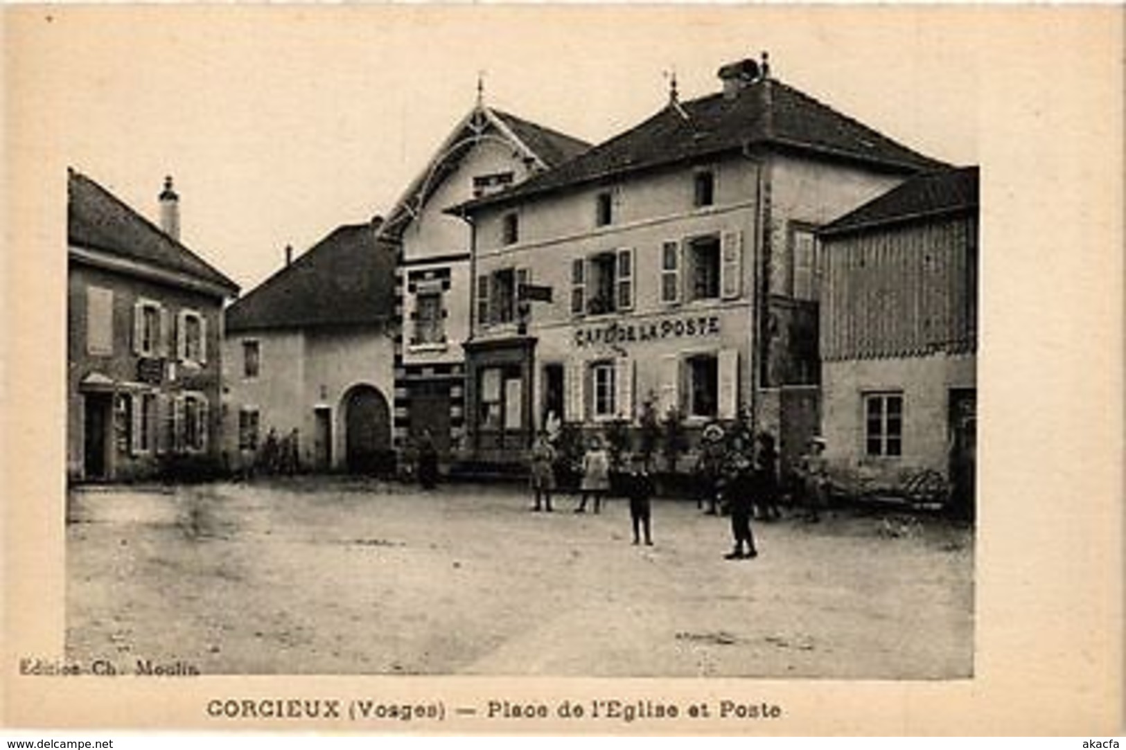 CPA CORGIEUX Place De L'Eglise Et Poste (401161) - Otros & Sin Clasificación