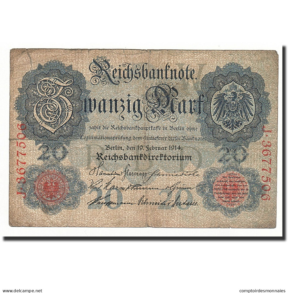 Billet, Allemagne, 20 Mark, 1914-02-19, KM:46b, TB - 20 Mark