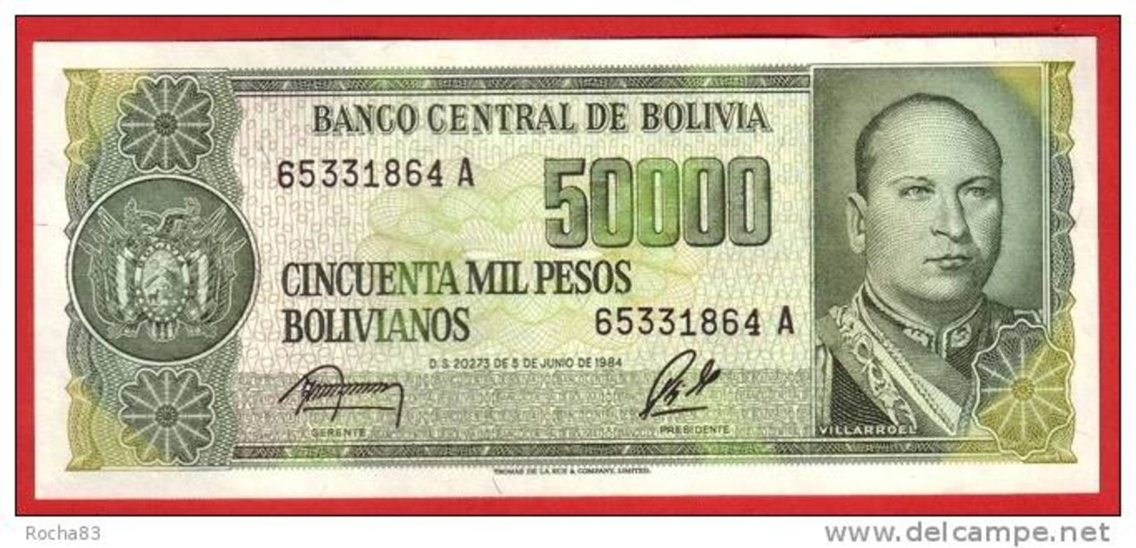BILLET - BOLIVIE - 50.000 Pesos Bolivianos Du : Ley De 05 06 1984 - Pick 170 - Bolivia