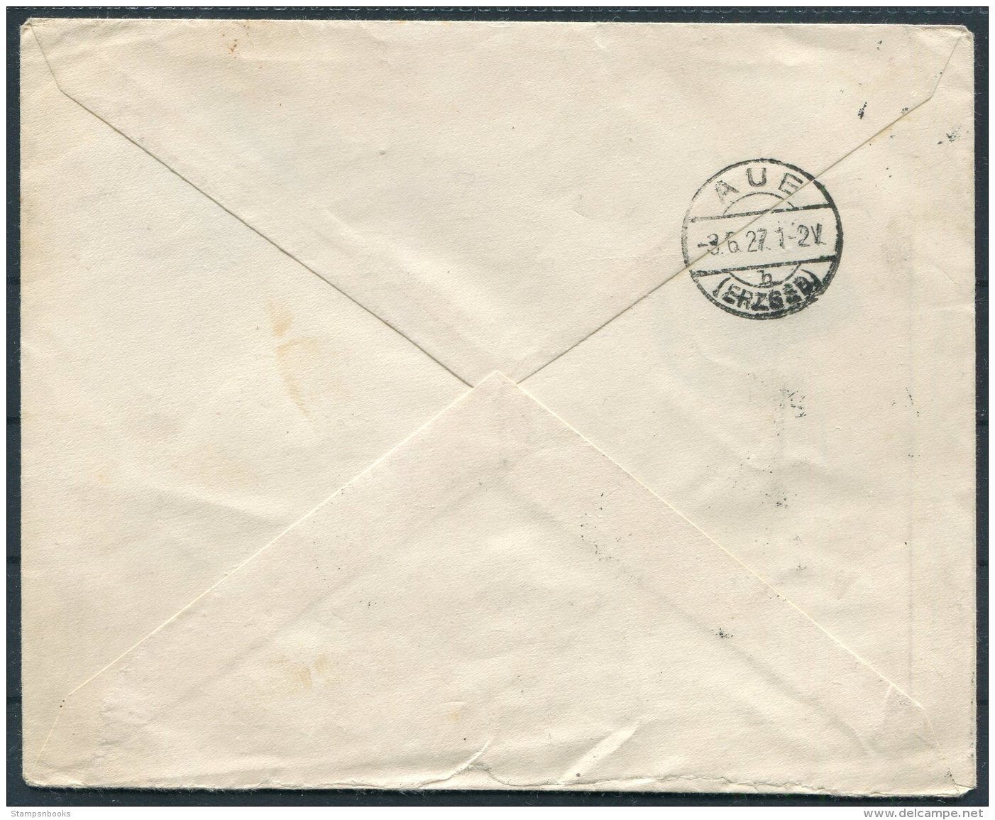 1927 Belgrade Exportbank Registered Cover -  Aue, Germany. Beograd, Belgrad - Covers & Documents