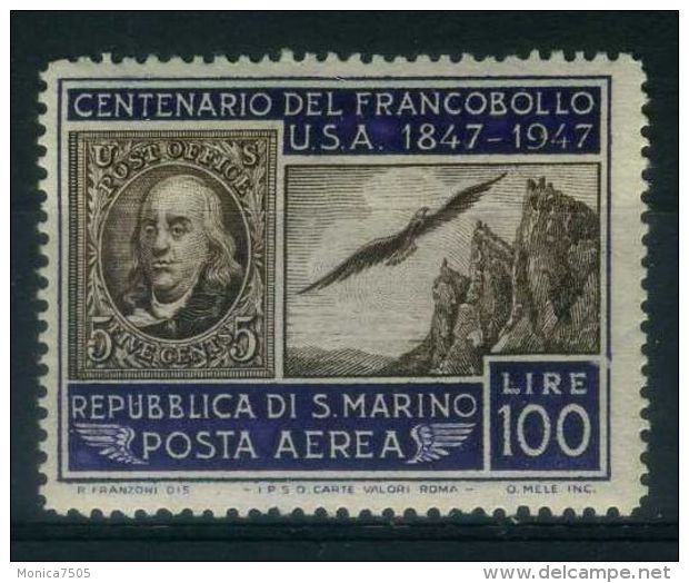 SAINT-MARIN (  AERIEN ) : Y&amp;T N°  66  TIMBRE  NEUF  SANS  TRACE  DE  CHARNIERE , A  VOIR . - Airmail