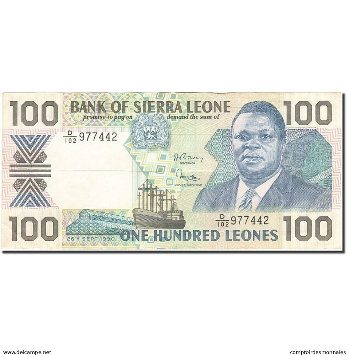 Billet, Sierra Leone, 100 Leones, 1988-1993, 1990-09-26, KM:18c, TTB - Sierra Leona