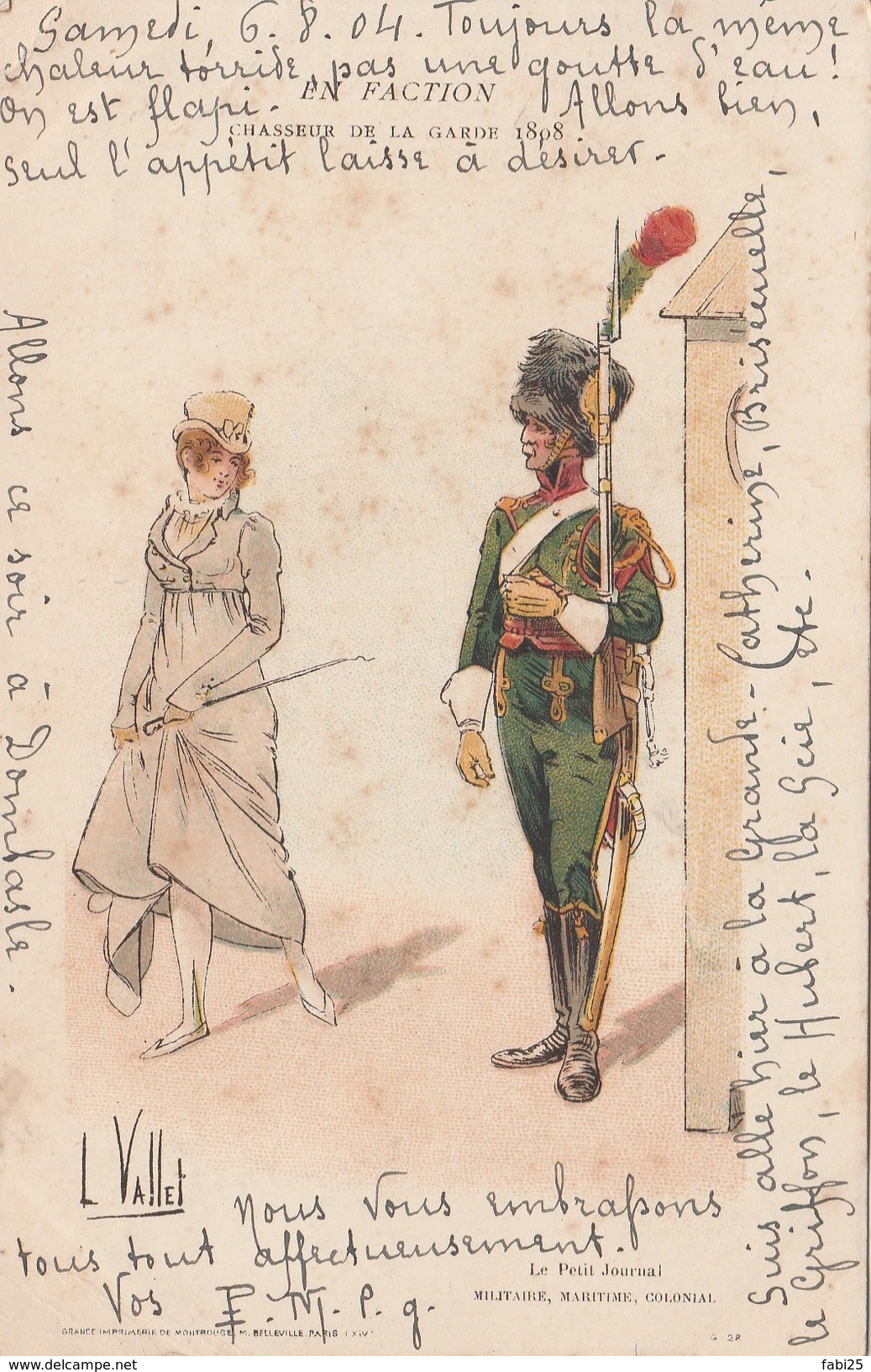 ILLUSTRATEUR L VALLET EN FACTION CHASSEUR DE LA GARDE 1808 - Vallet, L.