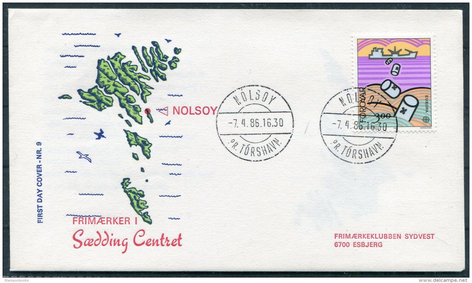 1986 Faroe Islands / Faroyar Denamrk Philatelic Exhibition Esbjerg Cover. Nolsoy Pr.Torshavn. Europa - Isole Faroer