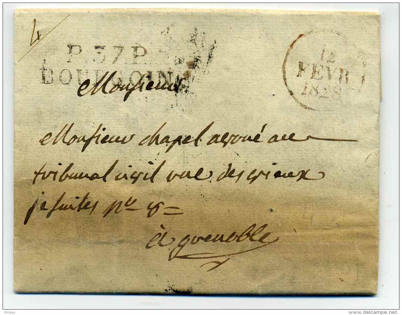 P37P BOURGOIN  (38x11) / Dept De L'Isère / Février 1828 - 1801-1848: Precursors XIX