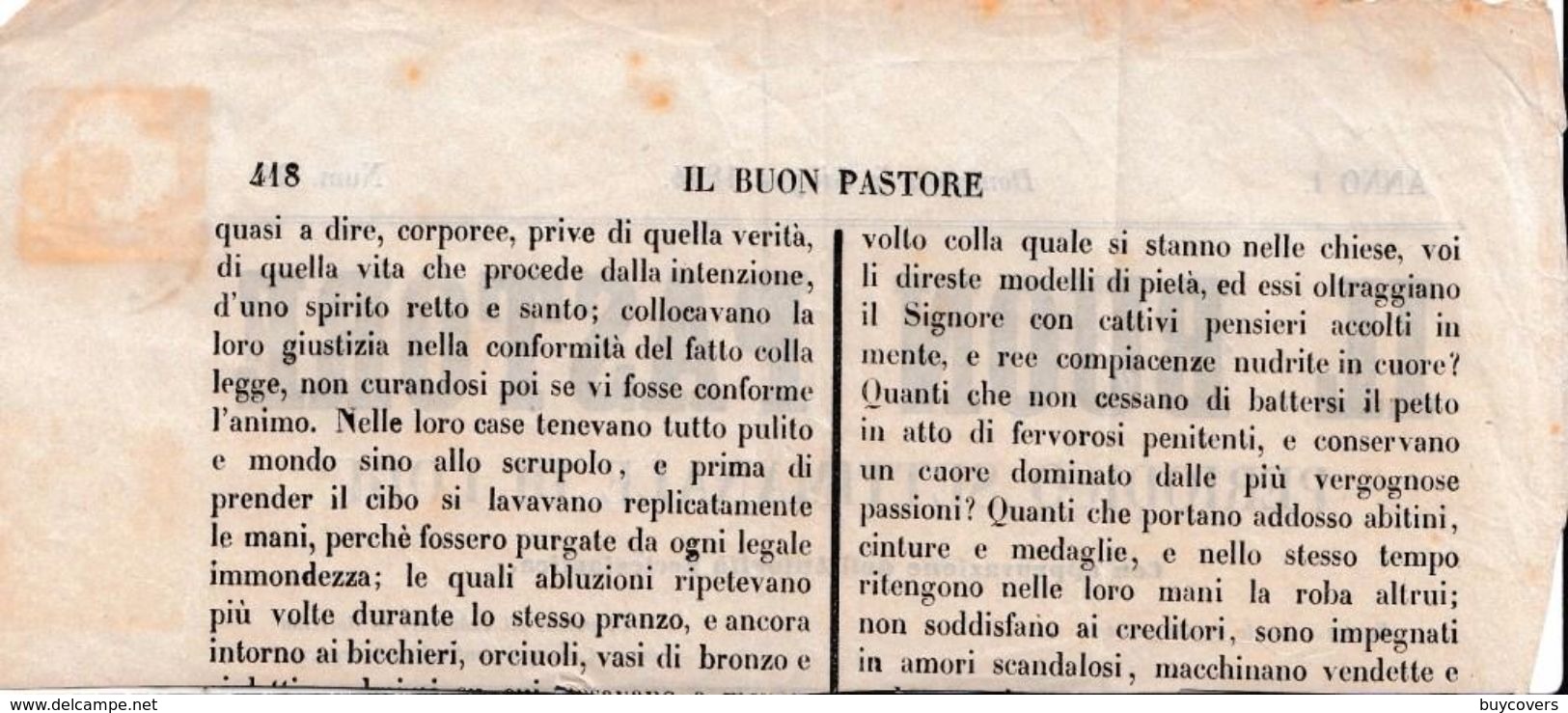 LV177  - 5 Giugno 1864 - Frammento Del "IL BUON PASTORE"- Affrancato Con 2 Kreuzer Rosso Smorto  Da Lodi A Verona. - Lombardo-Vénétie