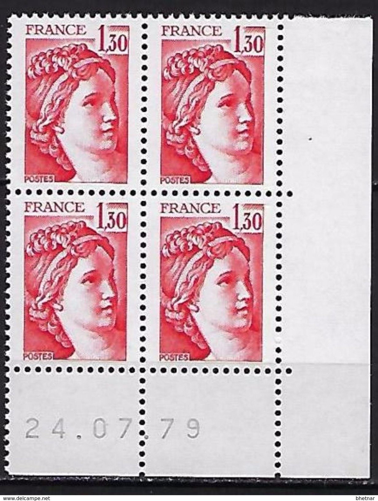 FR Coins Datés YT 2059 " Sabine 1F30 Rouge " Neuf**  Du 24.07.79 - 1970-1979