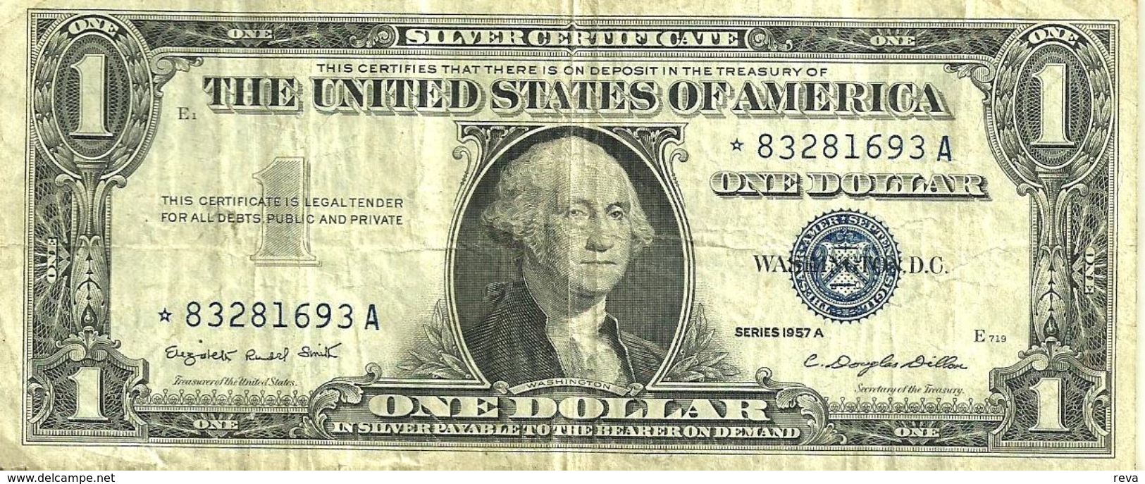 USA UNITED STATES $1 SILVER CERTIFICATE BLUE SEAL SERIES 1957 AVF P419a READ DESCRIPTION CAREFULLY !!! - Certificati D'Argento (1928-1957)